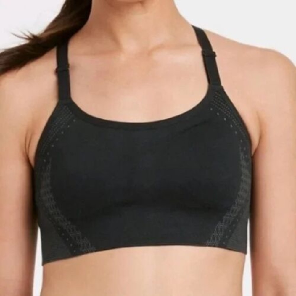 ALL IN MOTION Sports Bra High Support Bonded Seamless Womens Heather Black Sz S